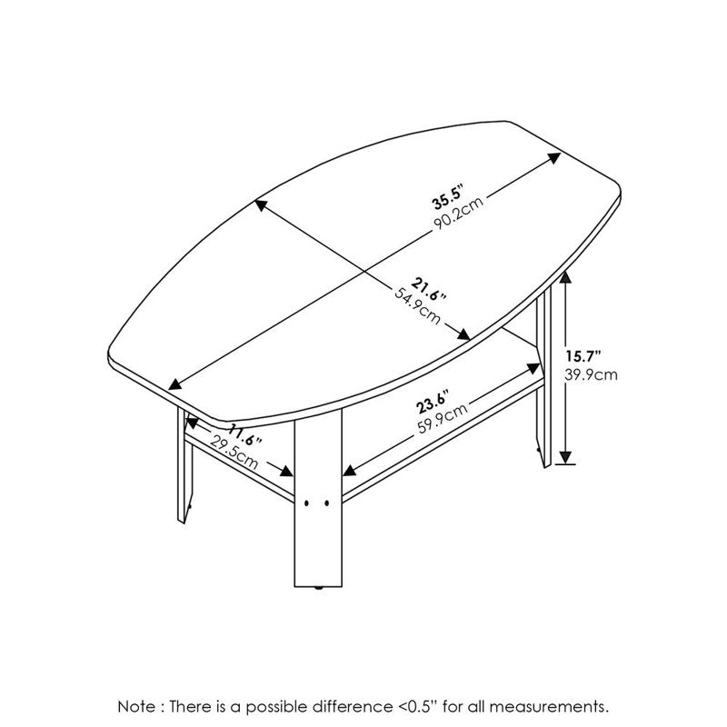 Compact White Coffee Table with Lower Shelf for Storage