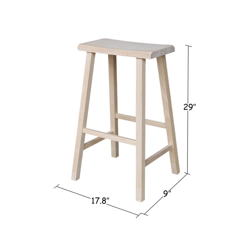 29-Inch Saddle Seat Stool - Unfinished Solid Hardwood