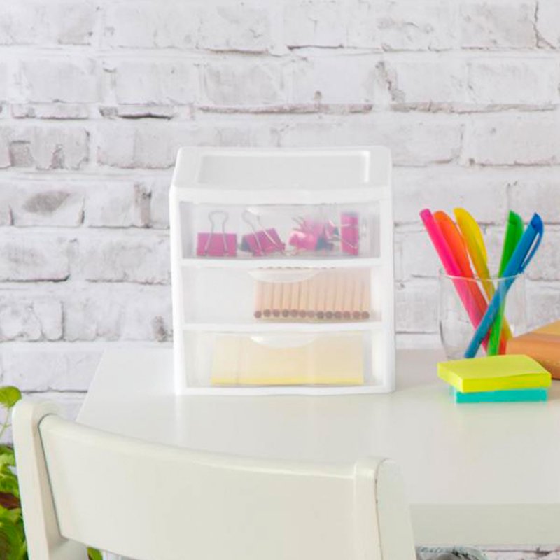 Sterilite ClearView Plastic Small 3 Drawer Desktop Storage Unit - 18 Pack