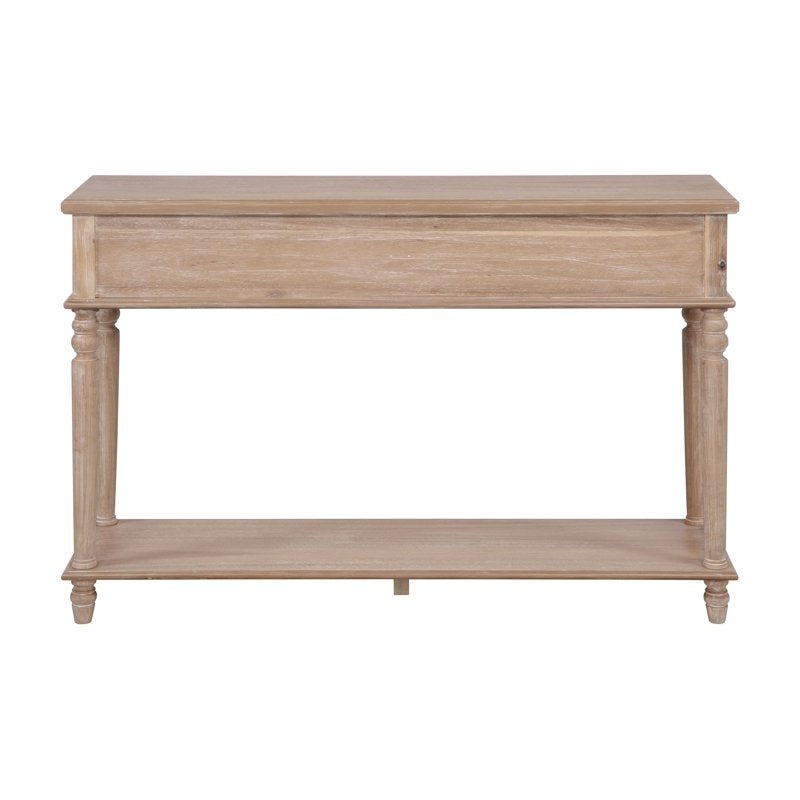 Natural Rustic Two Drawer Console Table with Shelf
