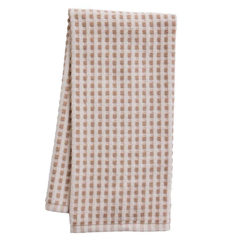 Terry Gingham Kitchen Towel - 18"x28" Latte Swirl