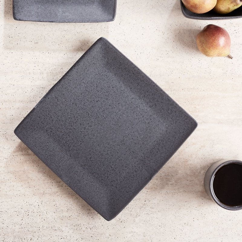 Dark Gray Square-Shaped Dinner Plate - 1 Piece