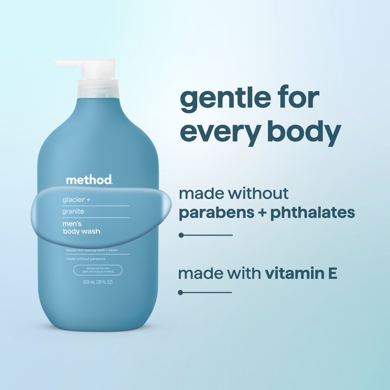 Men's Body Wash - Glacier + Granite, Moisturizing & Cleansing, 28 fl oz