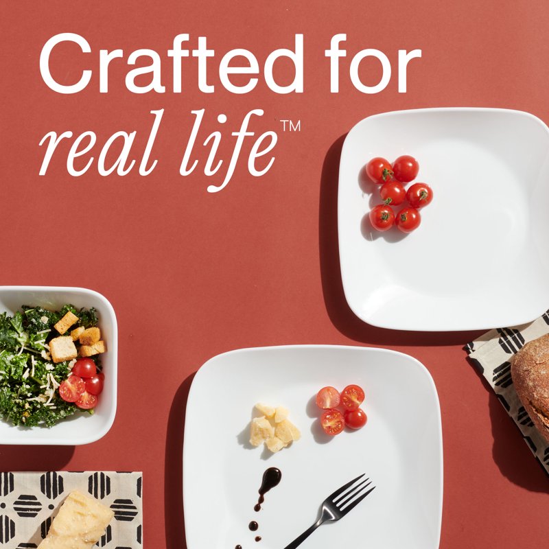 Pure White Square 12-Piece Dinnerware Set - Single
