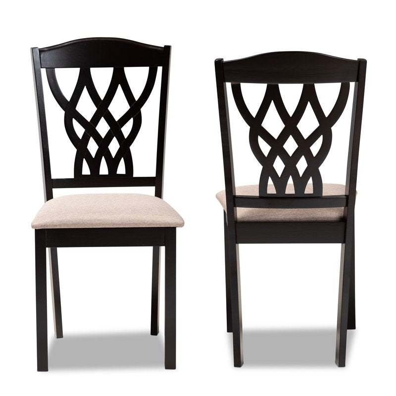 Modern Sand Fabric Upholstered Dining Chair Set - 2 Pieces