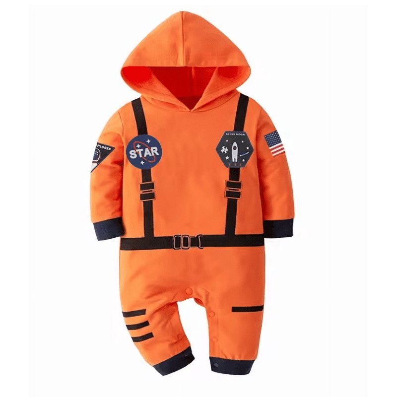 Baby Toddler Astronaut Onesie Hooded Romper - Orange, 18 Months, Long Sleeve