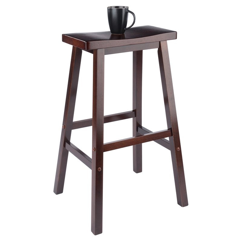 Saddle Seat Bar Stool - 29" Walnut Finish