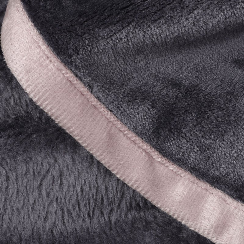 King Size Flannel Fleece Blanket Soft Luxury Hemmed Slate Gray 50x60"