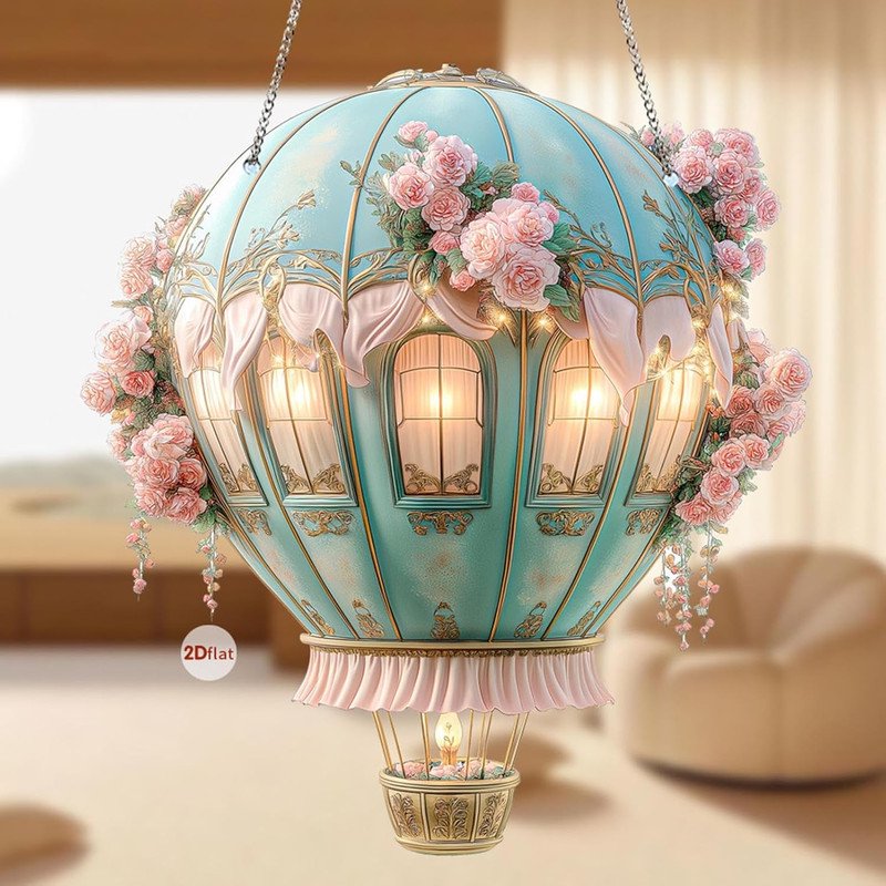 Solar Hot Air Balloon Lantern - Weather-Resistant Outdoor Decor A - 7.87" Acrylic Flame Pendant