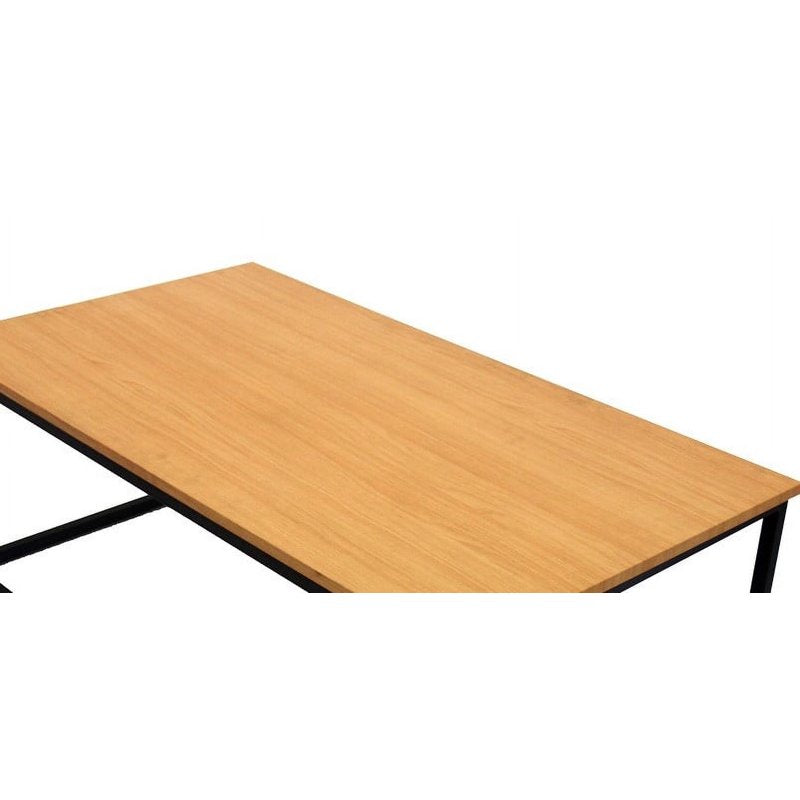 Industrial Wood and Metal Coffee Table - Open Frame Design