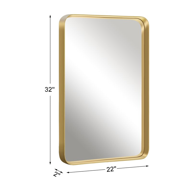 32x22 Inch Aluminum Alloy Wall Mount Mirror - Rounded Corner Rectangular Gold - Variation of THIS listing