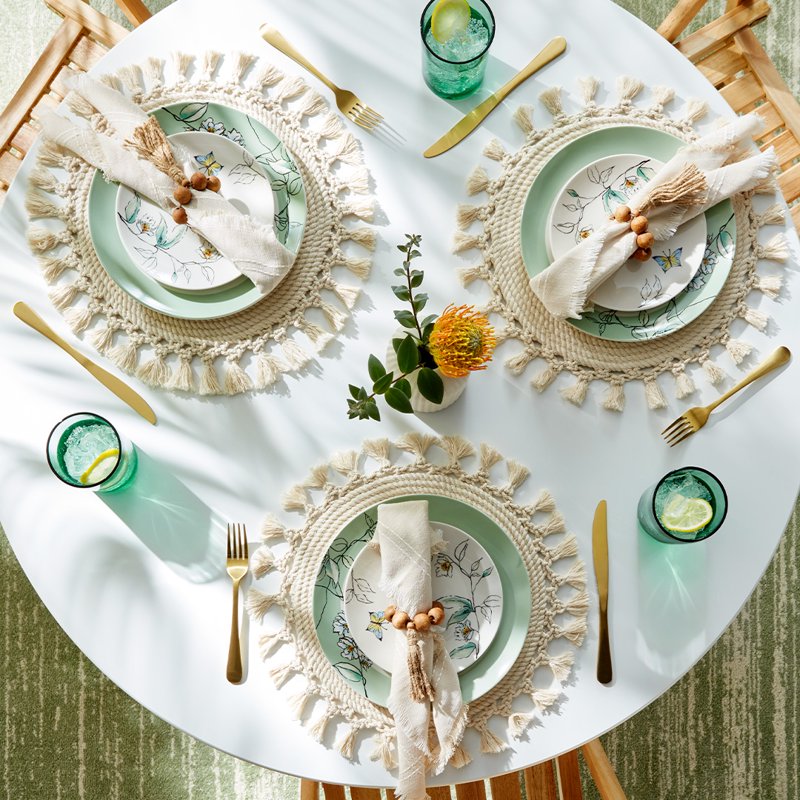 Round Fabric Placemat - Natural 16" for Dining Table