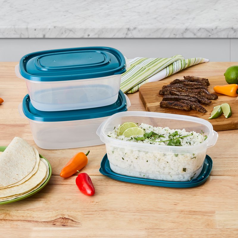 8-Cup Plastic Food Storage Container Set - 3 Pack