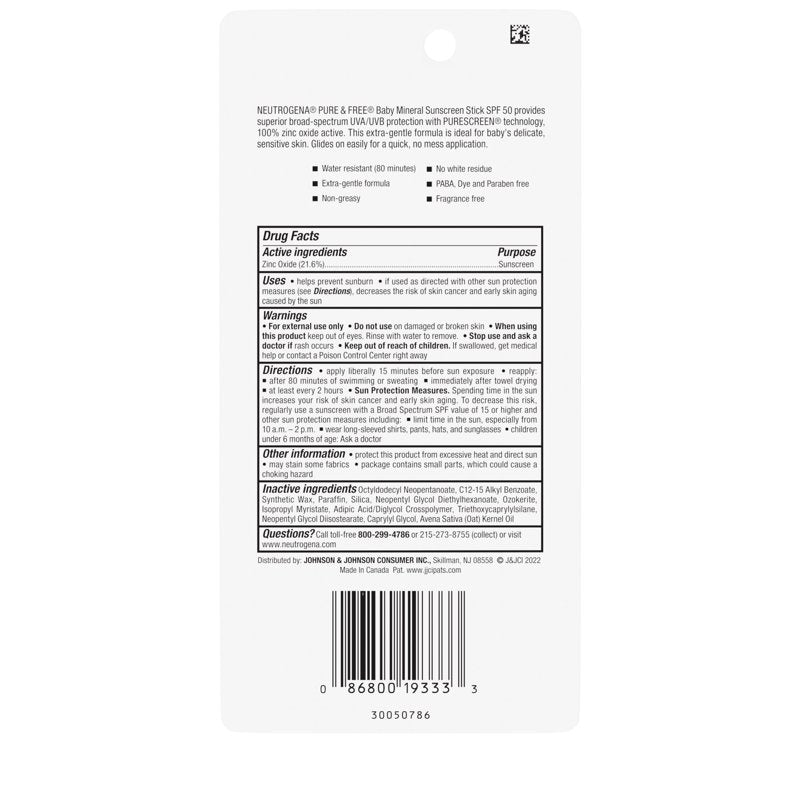 Baby Mineral Sunscreen Stick SPF 50 - Broad Spectrum Protection