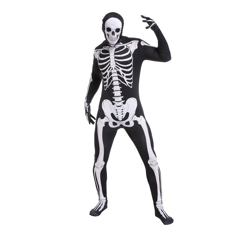 Black XL Skeleton Costume for Adults - Bones Bodysuit Halloween Fancy Dress