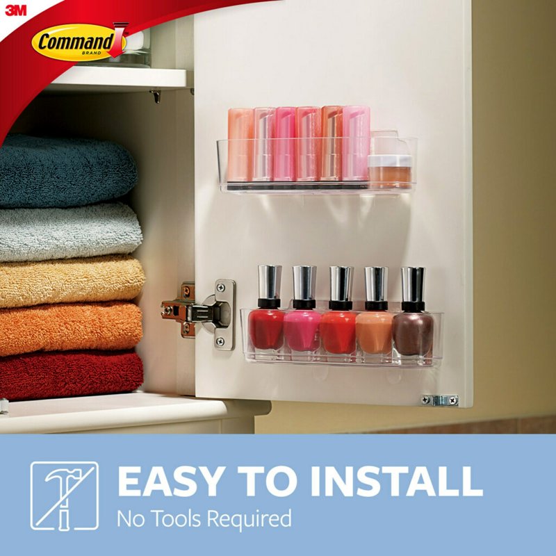 (3 Pack) Command Medium Clear Caddies for Bathroom & Kitchen Organization - Damage-Free Mounting