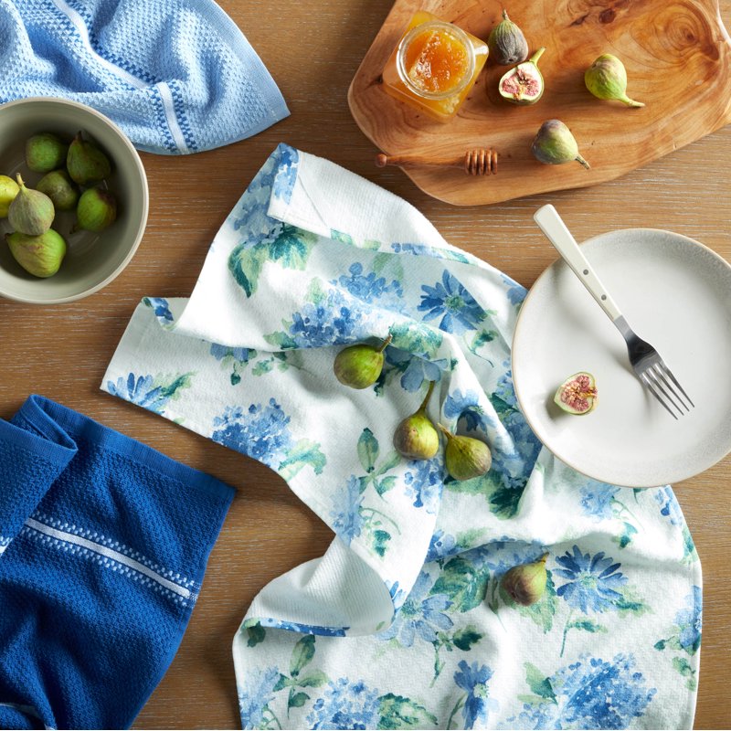Amber Floral Kitchen Towel Set 2-Pack - Blue/Green, 16"x28"