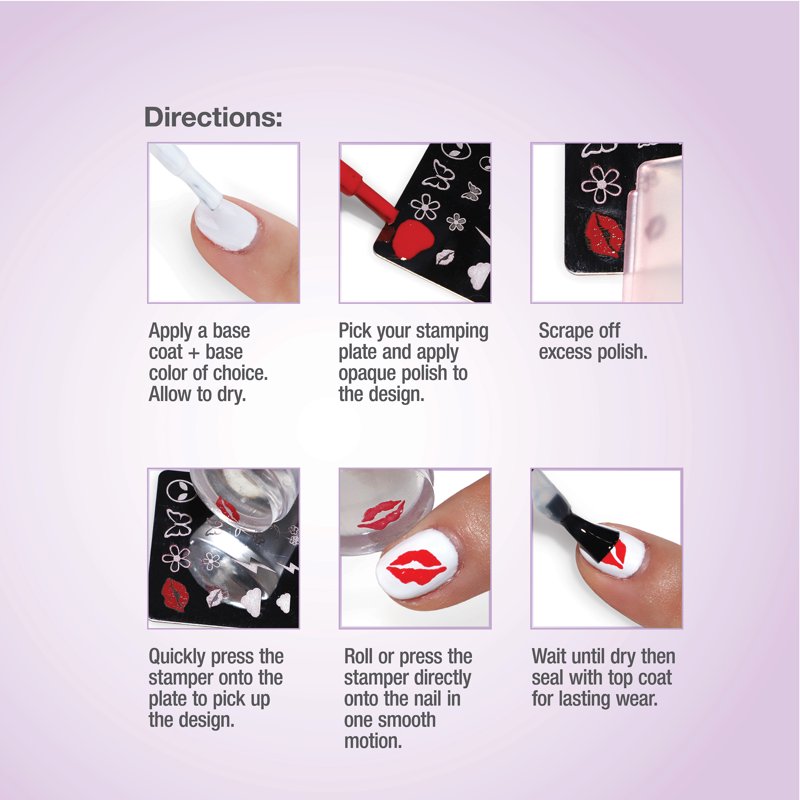 Nail Art Stamping Kit with 3 Plates, Silicone Stamper and Scraper