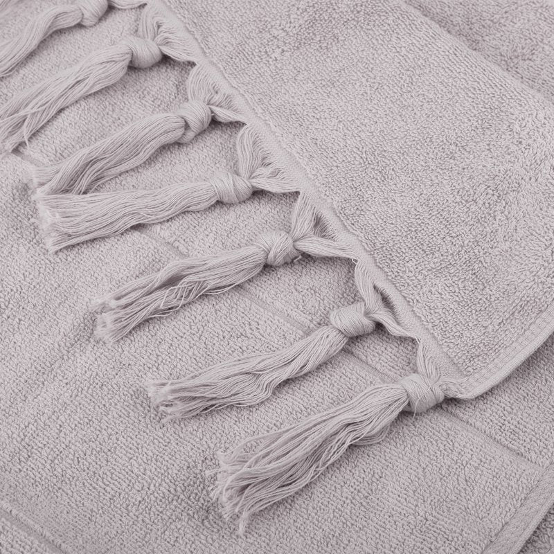 Grey Turkish Hand Towels Set - 4 Pieces, 100% Cotton, Bohemian Farmhouse Style