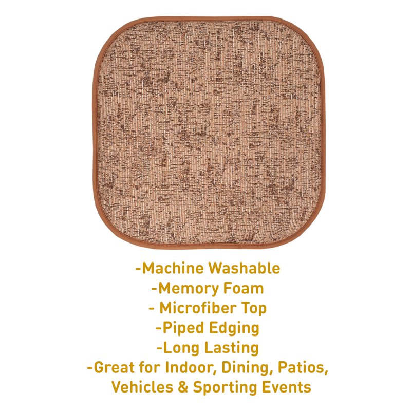 Memory Foam No Slip Back Chair Pad Cushion 2-Pack - Rust Brown