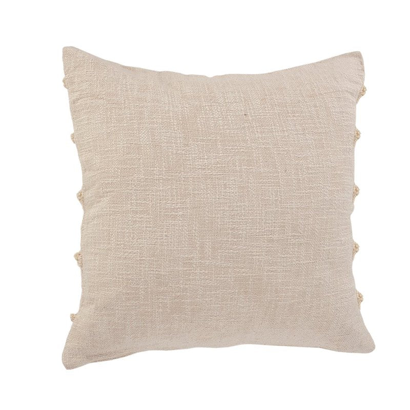 Cotton Pillow Set of 4 - 20x20 Inches with Polyester Insert - Beige, LR Home Rory