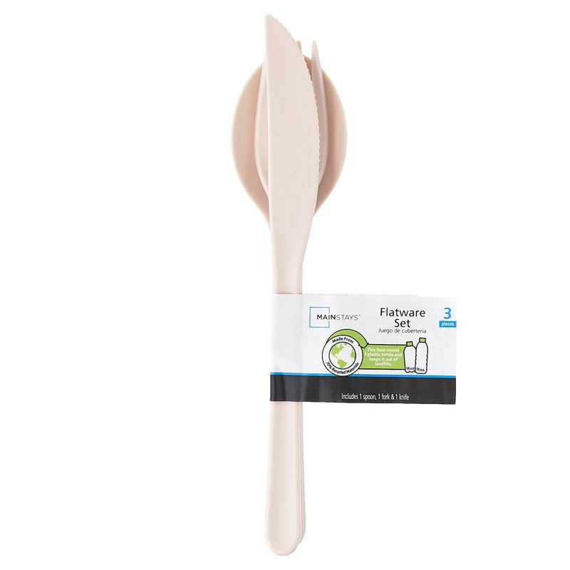 Eco-Friendly Blush Pink 3-Piece Flatware Set - 3 Pack