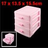 3-Layer Pink Plastic Drawer Storage Case for Cosmetics and Crafts