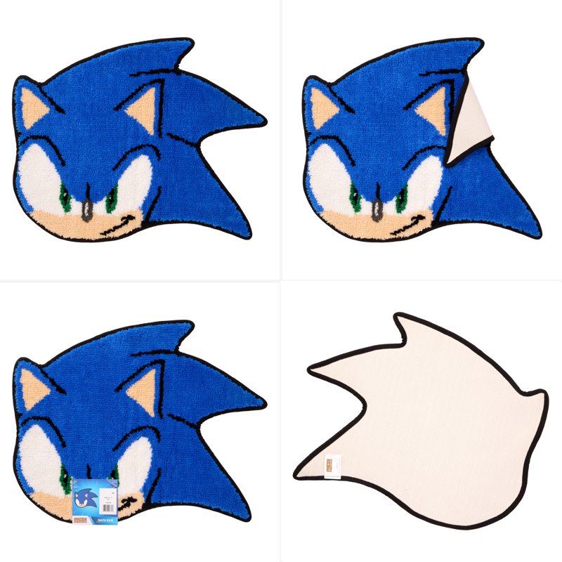 Kids Sonic the Hedgehog Bath Rug 22x17 Blue Non-Slip Plush Bathroom Mat