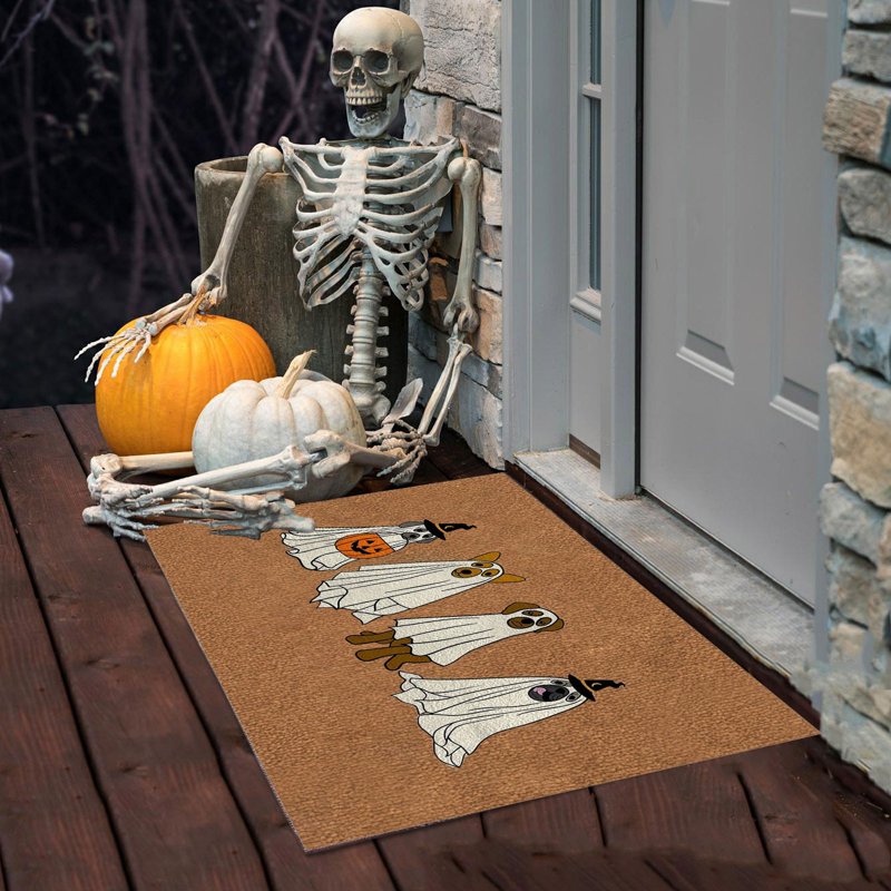 Halloween Ghost Dog Doormat - Indoor Outdoor Pet Entry Rug for Dog Lovers