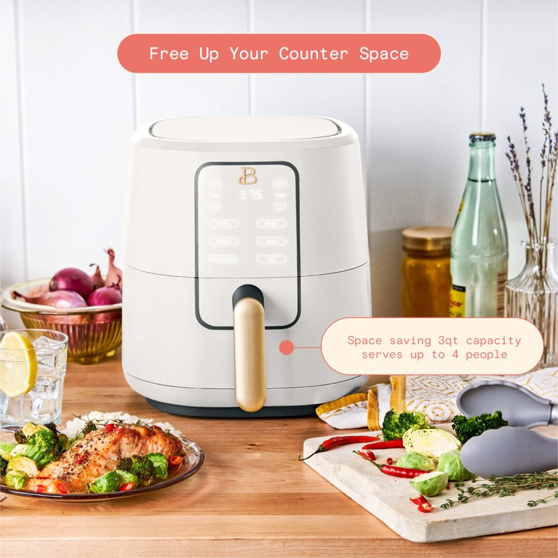 3 Qt Digital Air Fryer with TurboCrisp Technology - White Icing
