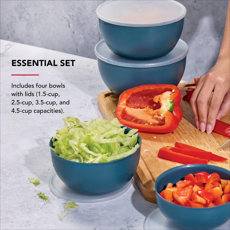 7-Piece Plastic Nesting Mixing Bowl Set with Lids - Agave