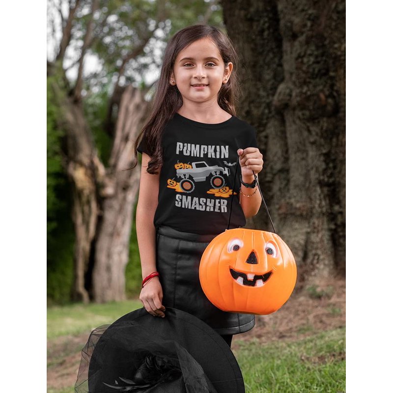 Toddler Halloween T-Shirt - Pumpkin Smasher Design, Black, 4T