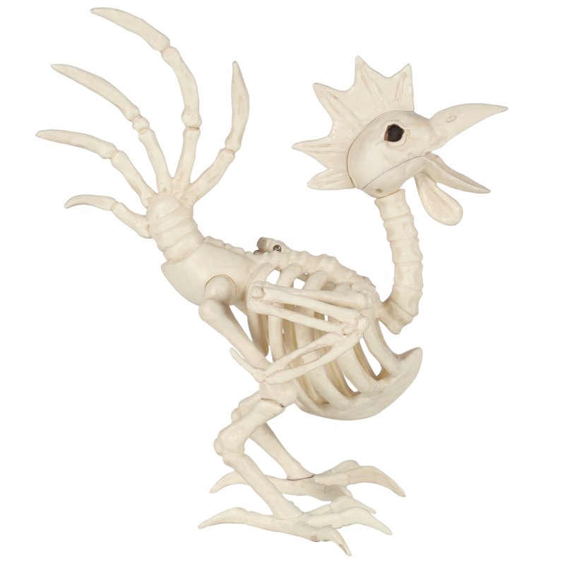 12-Inch Skeleton Rooster Halloween Decoration for Indoor Outdoor Spooky Farmyard Decor