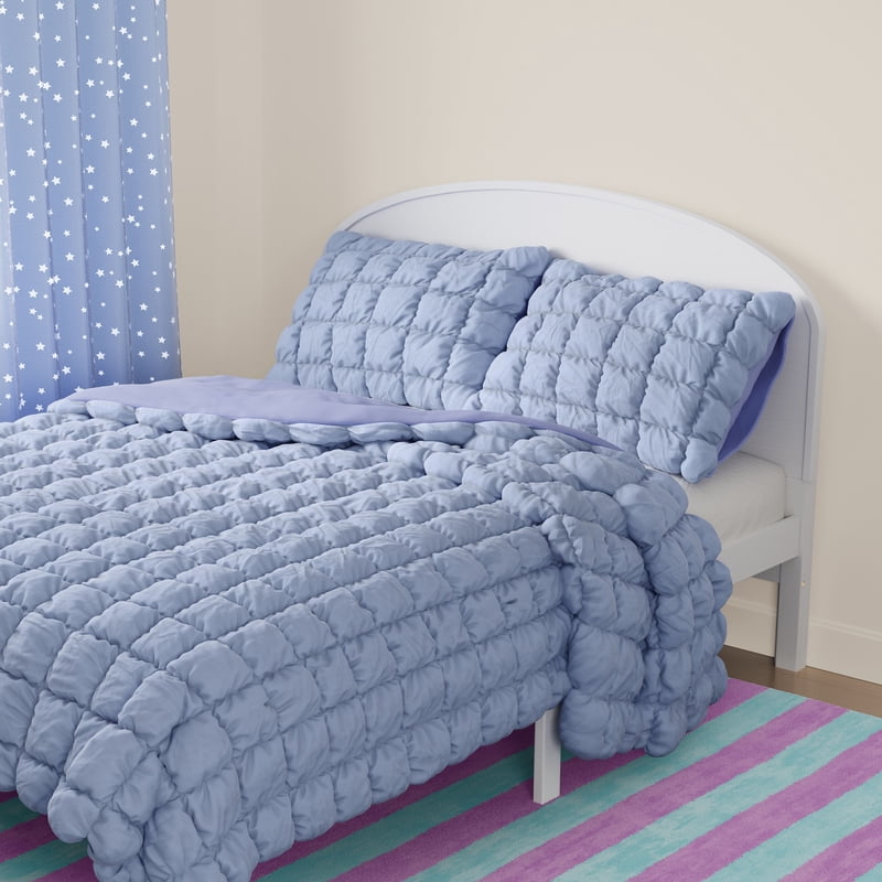 Kids Light Purple Puffy Comforter Set Full/Queen 3 Pieces - Soft Microfiber Bedding