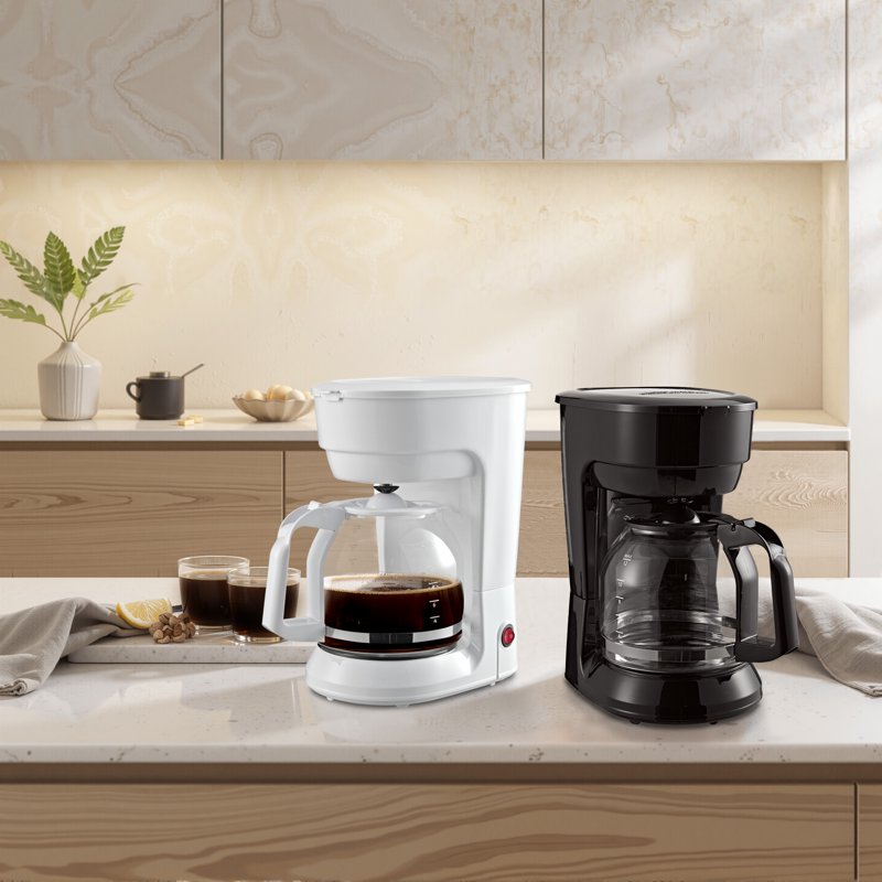 12-Cup Drip Coffee Maker - Black with Removable Filter Basket