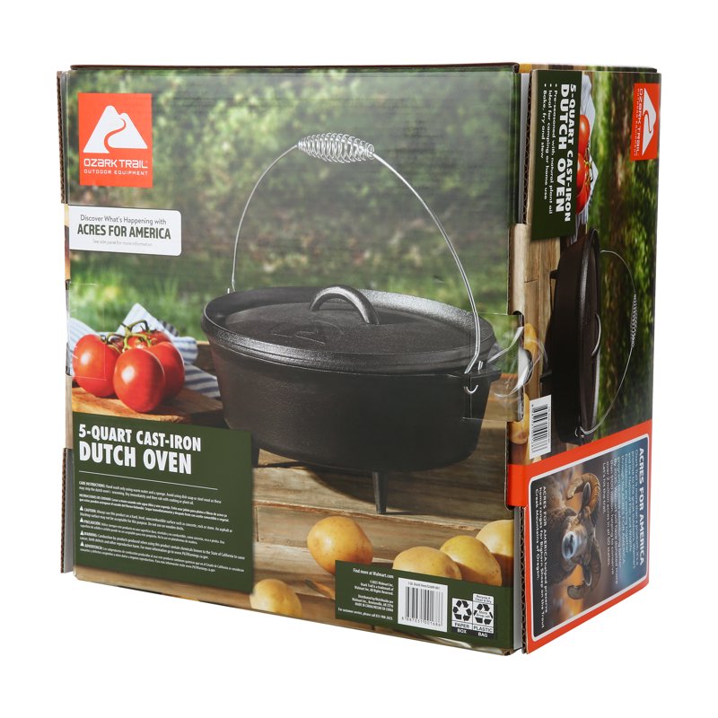 5-Quart Pre-Seasoned Nonstick Cast Iron Dutch Oven with Bail Handle