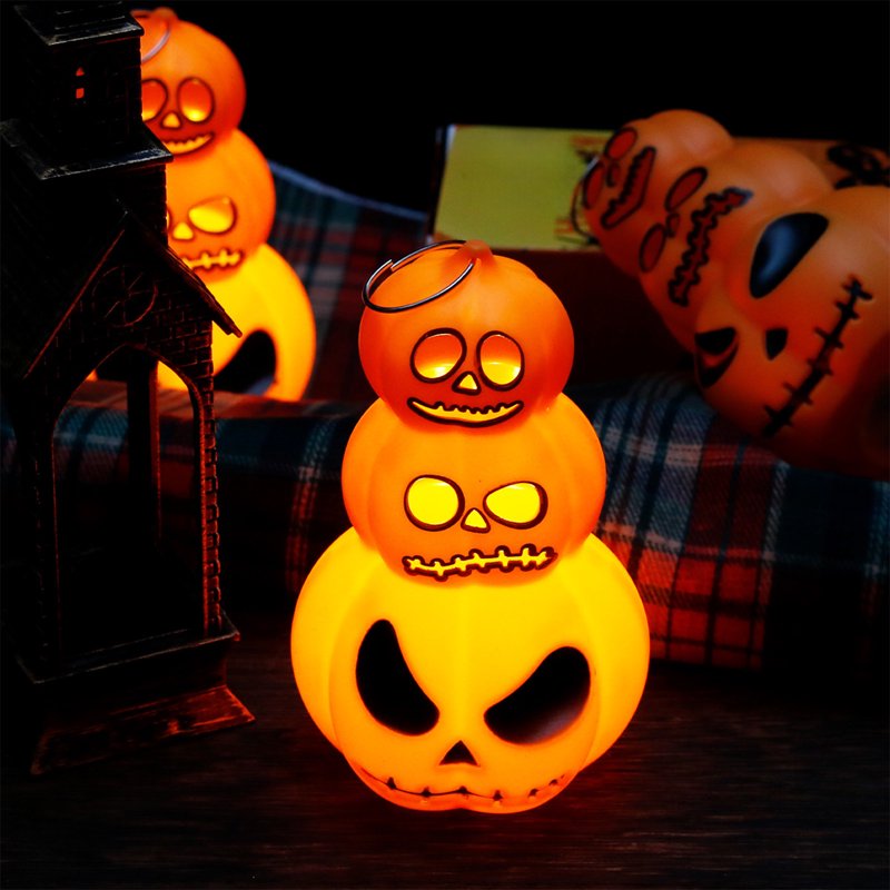 Halloween Pumpkin Lantern LED Light - Portable Indoor Outdoor Decor - Variation E