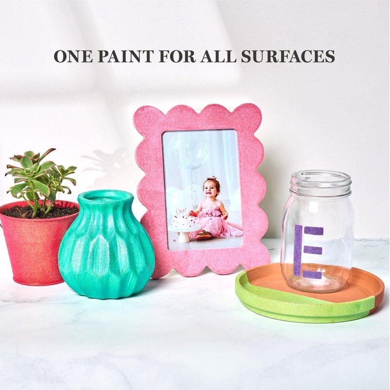 Rainbow Sparkle Multi-Surface Craft Paint Set - Glitter Finish, 10 Colors, 2 fl oz