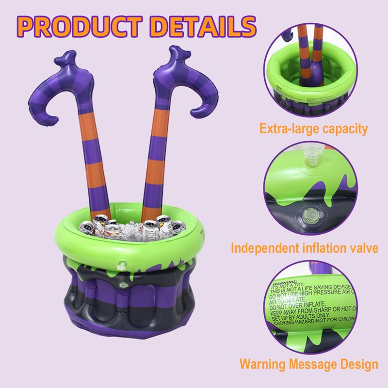 Halloween Inflatable Witch Leg Ice Bucket - Outdoor Beverage Cooler for Parties