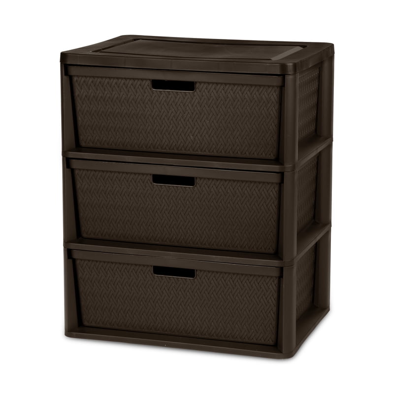 2 Pack Wide Plastic Storage Tower with Removable Bins - Brown