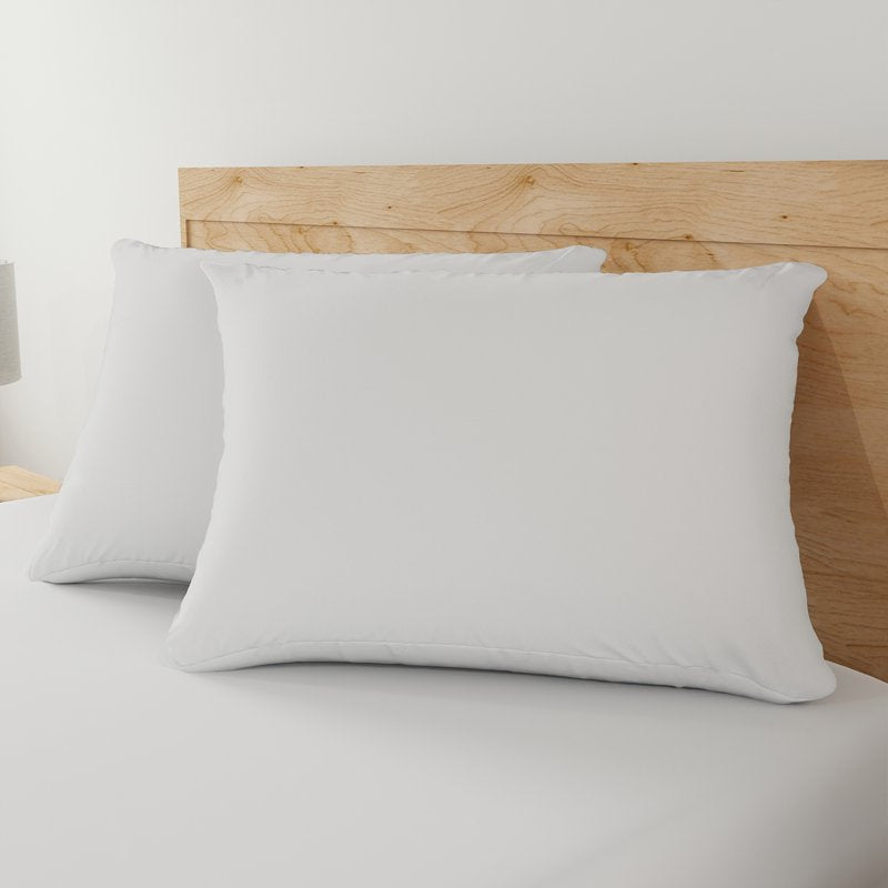 Allergy Relief Bed Pillows - Firm Support, Hypoallergenic Microfiber Cover, Standard/Queen (2 Pack)