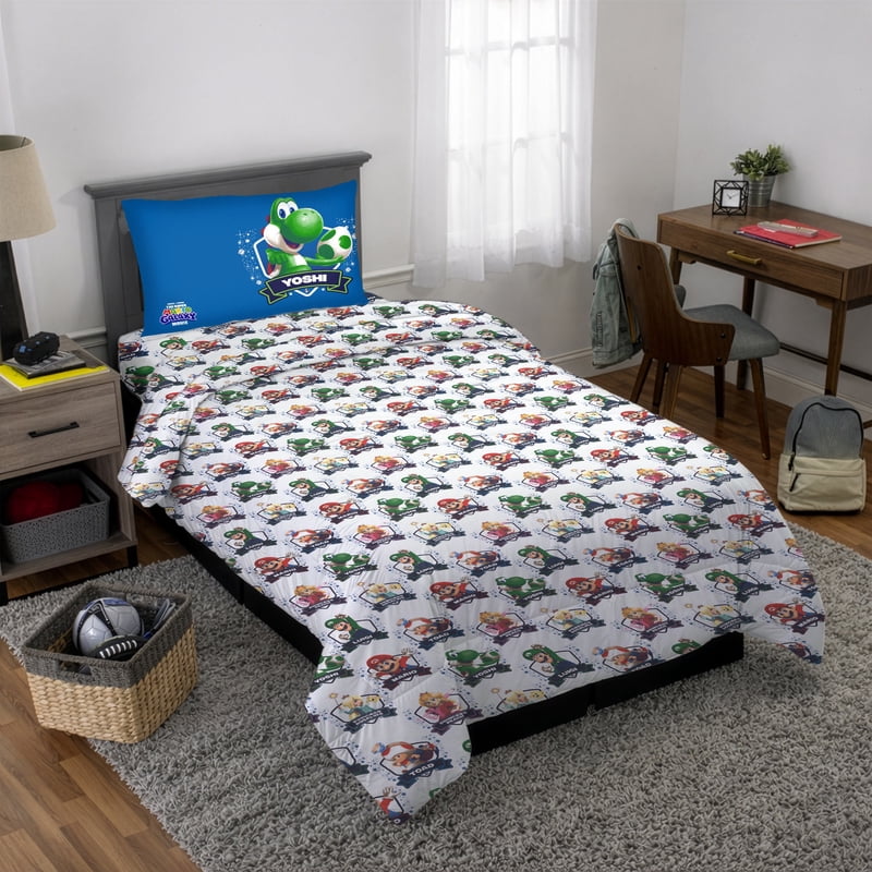 Full Size Reversible Kids Comforter Set with Pillowcase & Sheets - Super Mario Galaxy