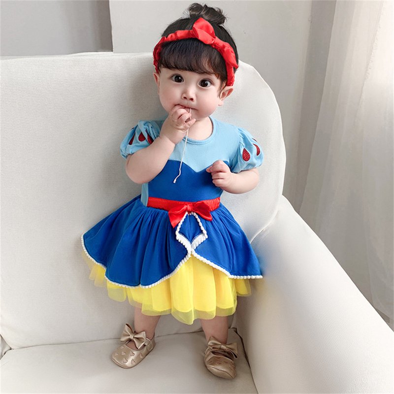 Blue Princess Baby Girl Dress Up Romper Tutu Dress with Headband 9-12 Months
