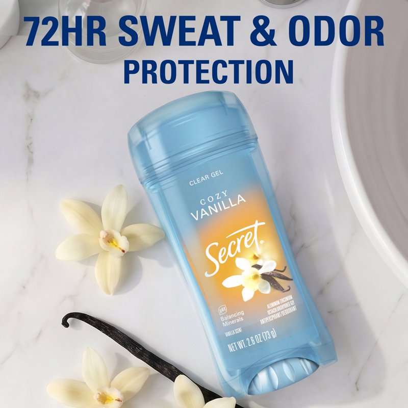 Clear Gel Antiperspirant Deodorant for Women, Cozy Vanilla Scent, 2.6 oz
