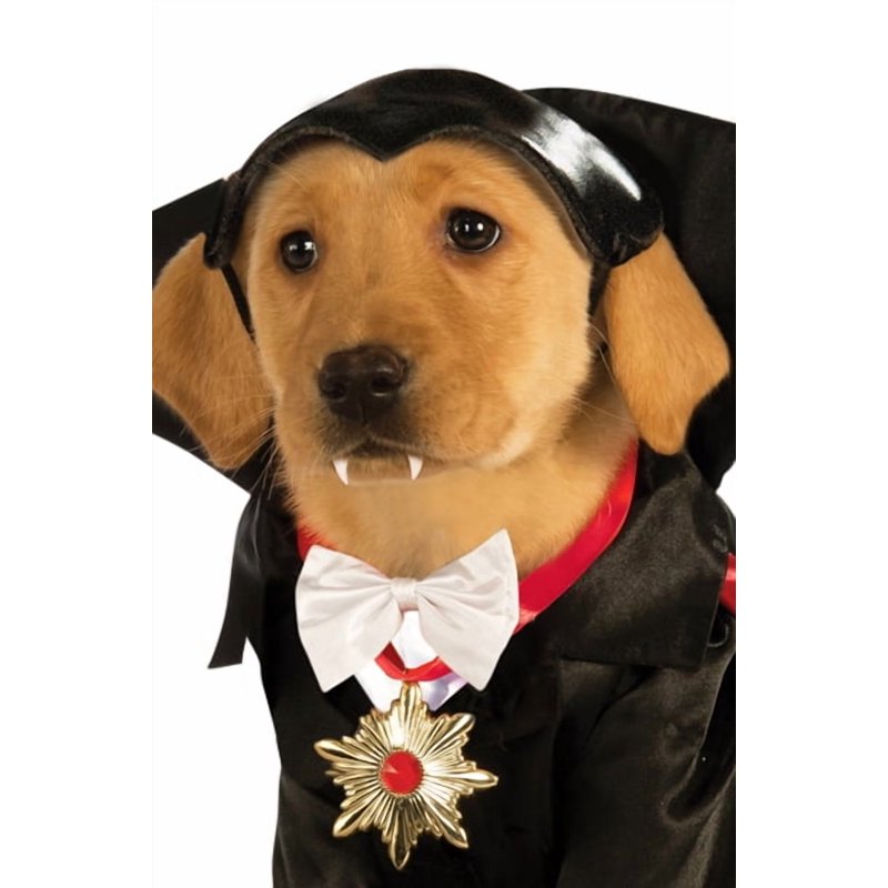 Pet Dracula Costume for 21-29 lbs - Includes Shirt, Medallion, Bow Tie, Cape & Headpiece