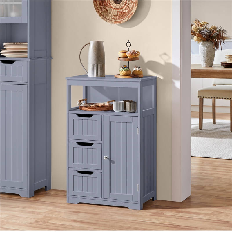 Wooden Floor Storage Cabinet for Bathroom - Gray, 22 x 12 x 34 Inches - Alden Design