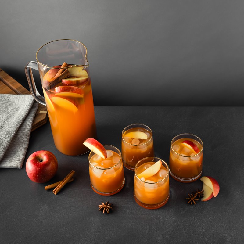 Harvest Pitcher and Drinking Glass Set - 5-Piece Gold Rim