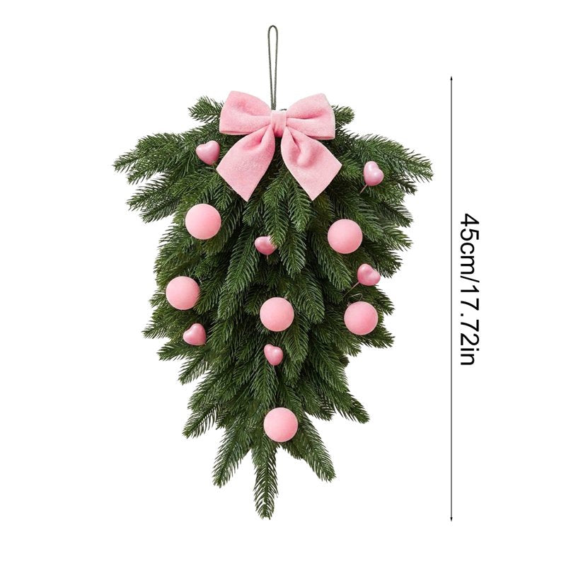 Christmas Wreath for Front Door Farmhouse Holiday Artificial Teardrop Decor - 007-Christmas