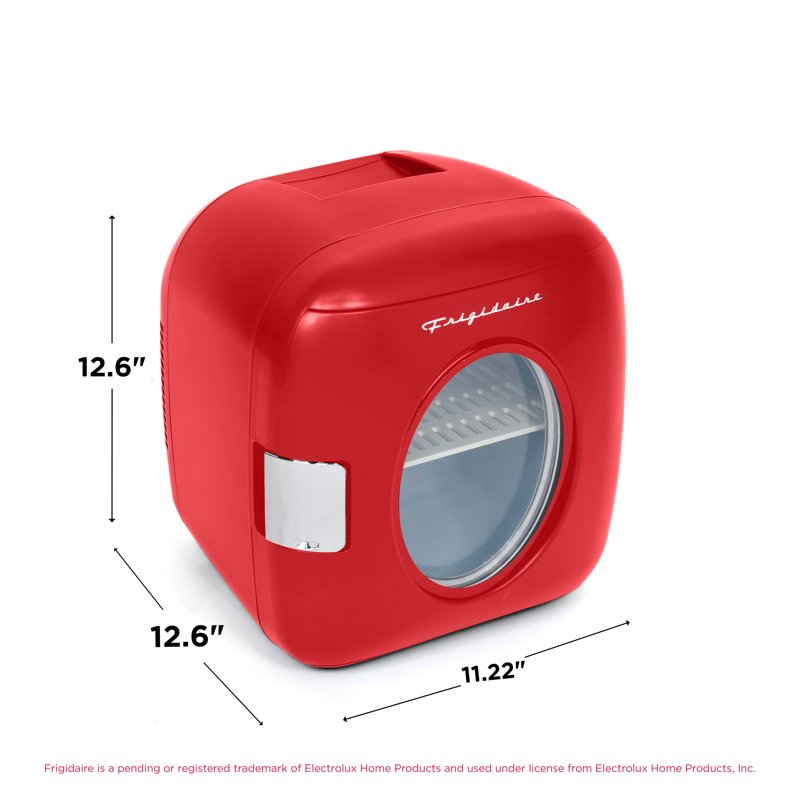 Portable Retro Mini Cooler - 12 Can Capacity, Red