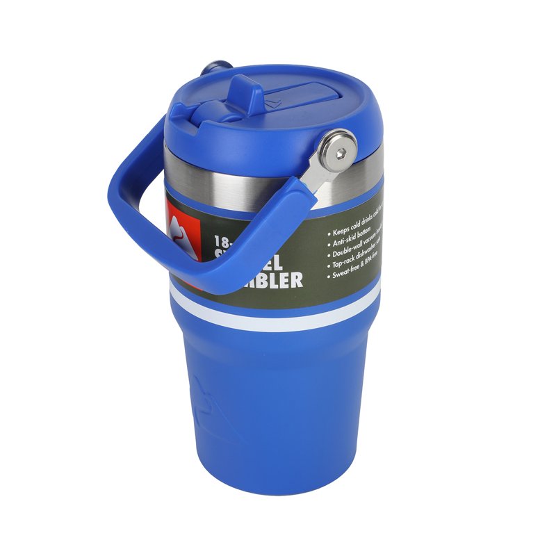 18 oz Stainless Steel Swivel Tumbler - Blue Morpho with White Stripe